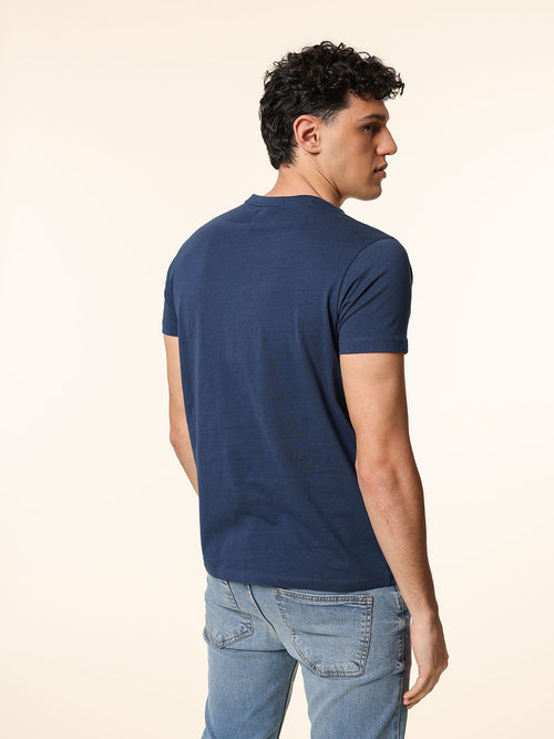 T-Shirt in cotone con taschino|Colore:Blu