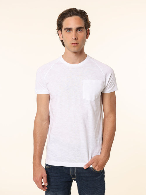 T-Shirt cotone fiammato|Colore:Bianco
