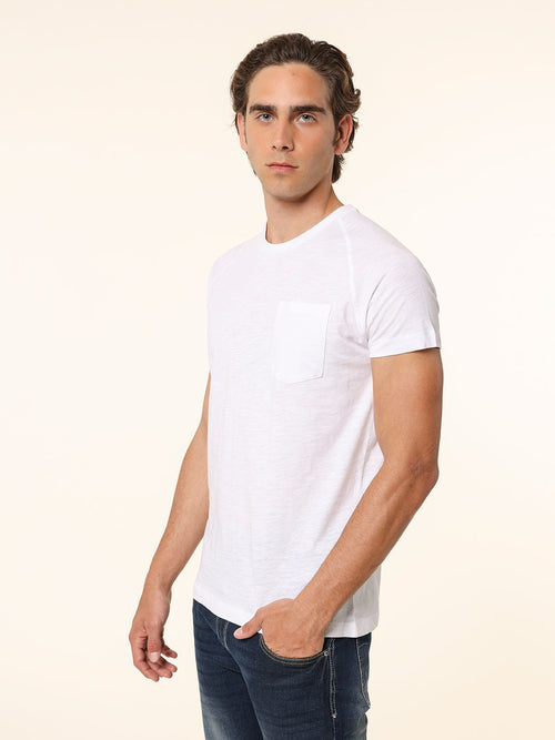 T-Shirt cotone fiammato|Colore:Bianco