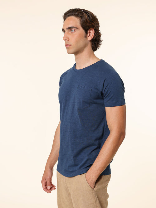 T-Shirt cotone fiammato|Colore:Blu