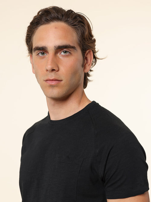 T-Shirt cotone fiammato|Colore:Nero