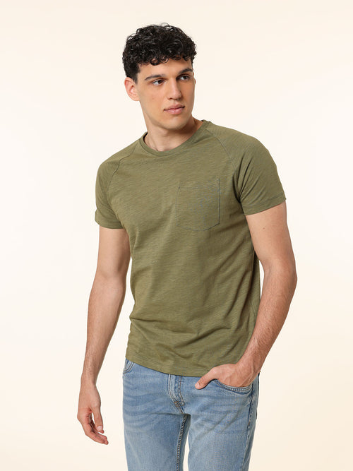 T-Shirt cotone fiammato|Colore:Verde