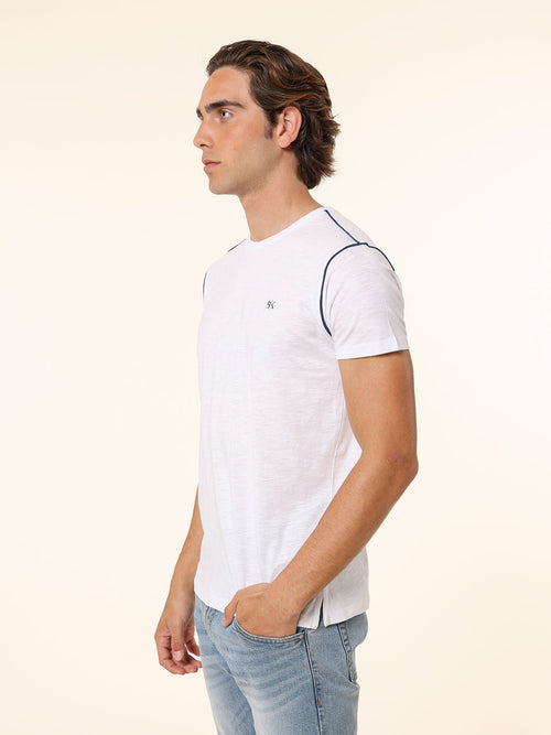 T-Shirt bordi contrasto|Colore:Bianco