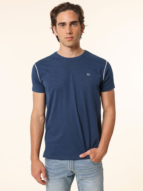 T-Shirt bordi contrasto|Colore:Blu