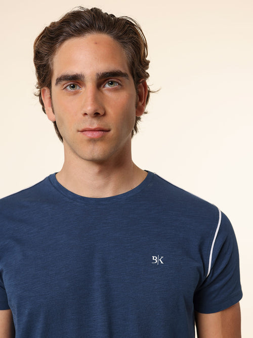 T-Shirt bordi contrasto|Colore:Blu