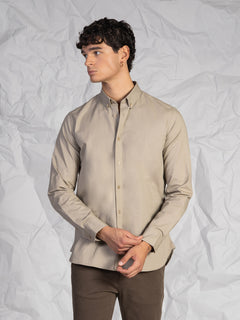 Camicia collo classico e bottoncini|Colore:Beige