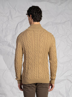 Maglia collo alto lavorazione treccia|Colore:Beige