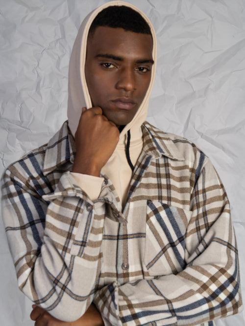 Overshirt a quadri|Colore:Beige