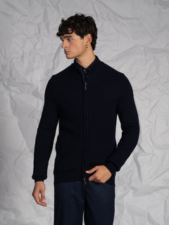 Cardigan a coste|Colore:Blu