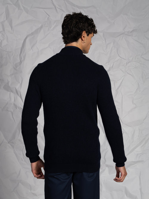 Cardigan a coste|Colore:Blu