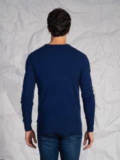 Maglia girocollo misto lana e cashmere|Colore:Marinaio