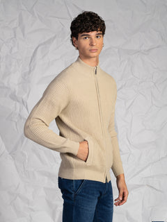 Cardigan a coste|Colore:Beige