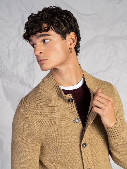 Cardigan con bottoni|Colore:Beige scuro