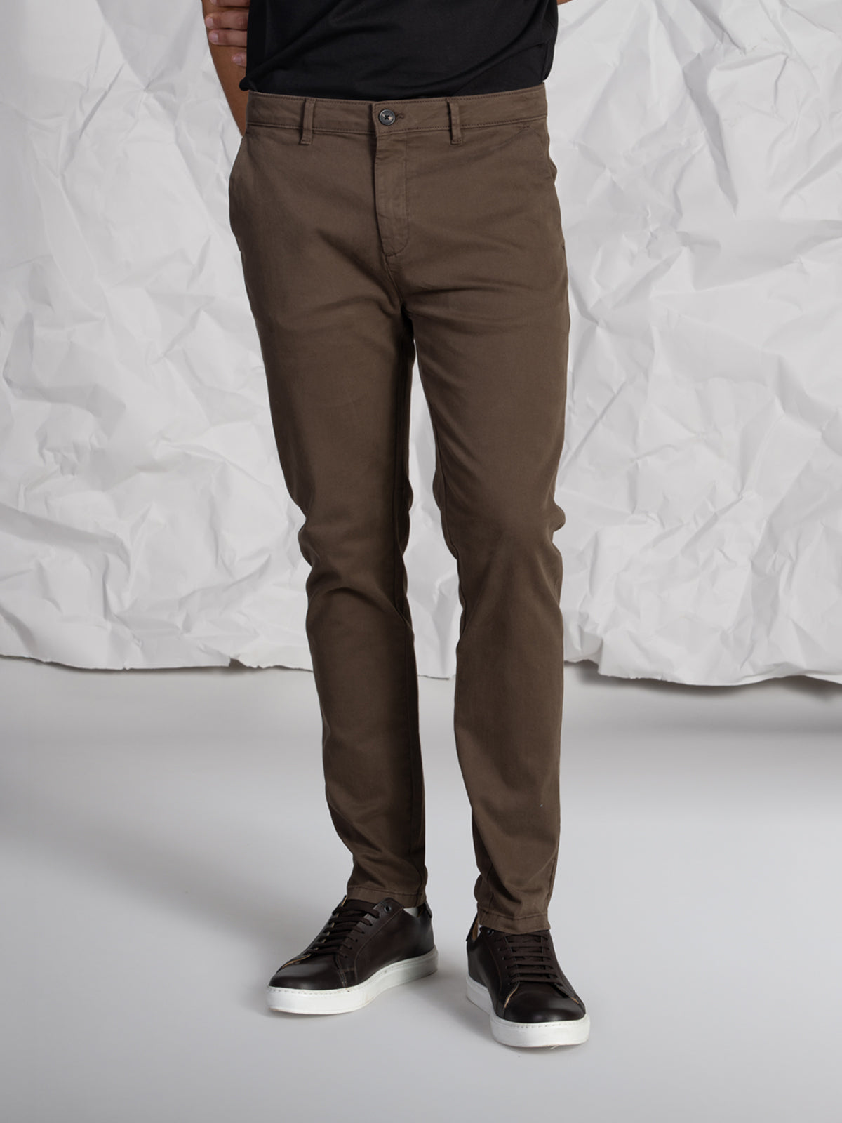 Pantaloni gabardine tasca America stretch|Colore:Moro