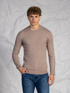 Maglia girocollo misto lana e cashmere|Colore:Tortora