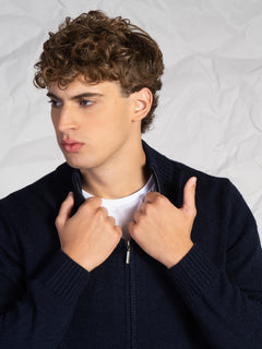 Cardigan con zip|Colore:Blu