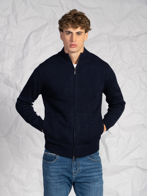 Cardigan con zip|Colore:Blu