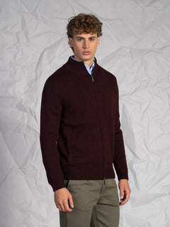 Cardigan con zip|Colore:Bordeaux