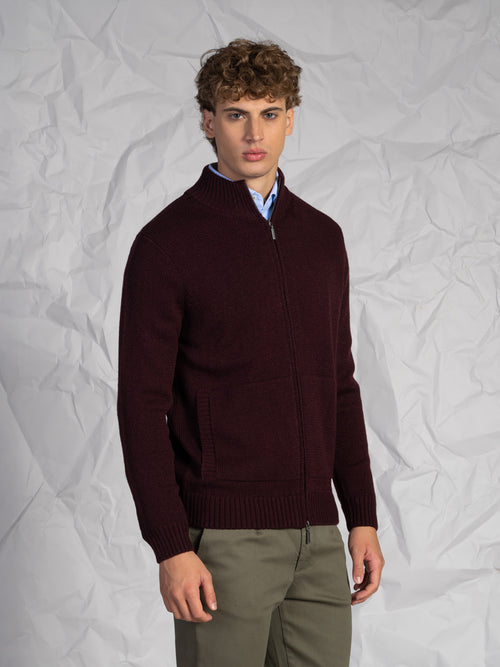 Cardigan con zip|Colore:Bordeaux