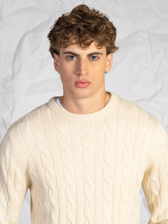 Maglia girocollo intrecciata|Colore:Beige