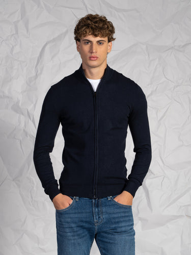 Cardigan con zip|Colore:Blu