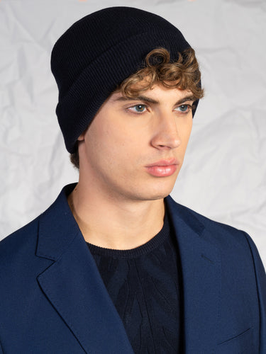 Berretto a coste|Colore:Blu