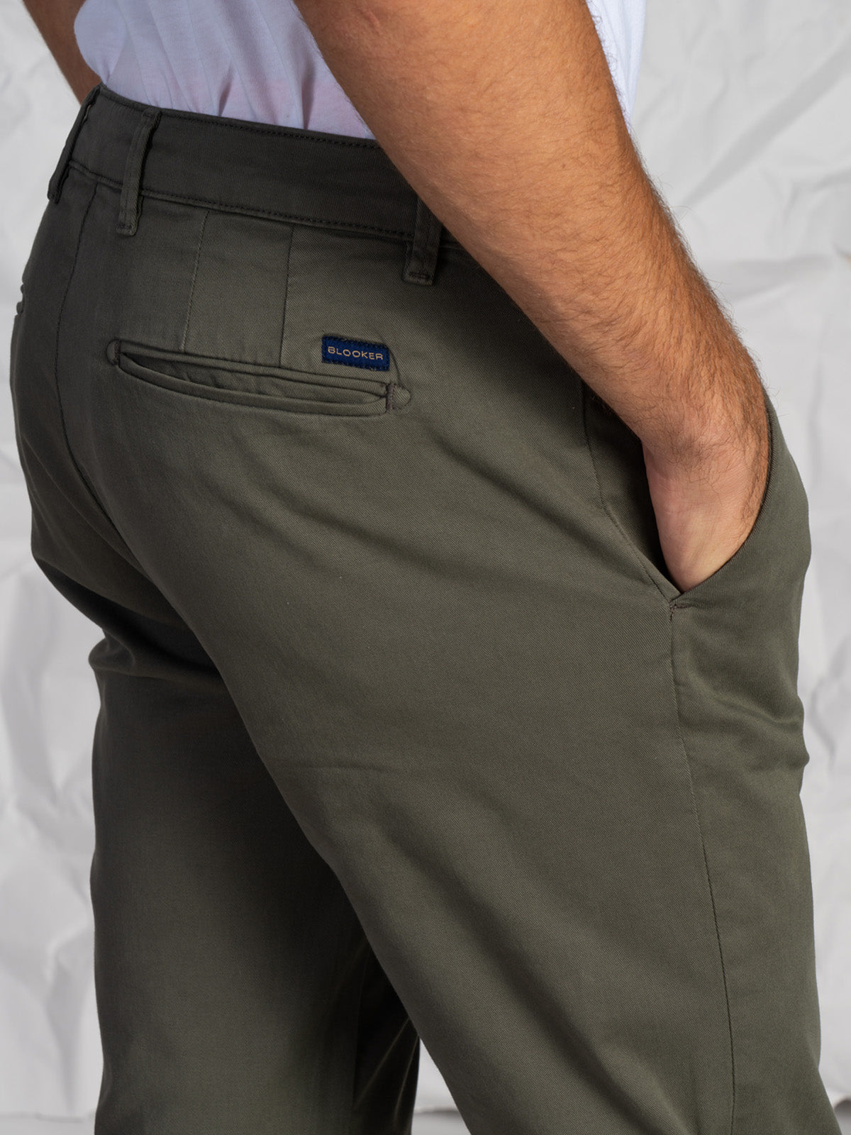 Pantaloni gabardine tasca America stretch|Colore:Verde militare