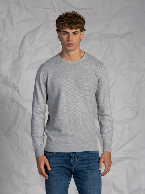 Maglia girocollo rigata|Colore:Grigio