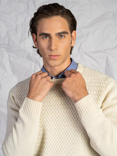 Maglia girocollo intrecciata|Colore:Beige