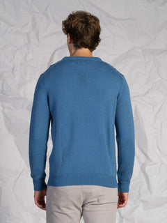 Maglia girocollo con treccia|Colore:Cielo