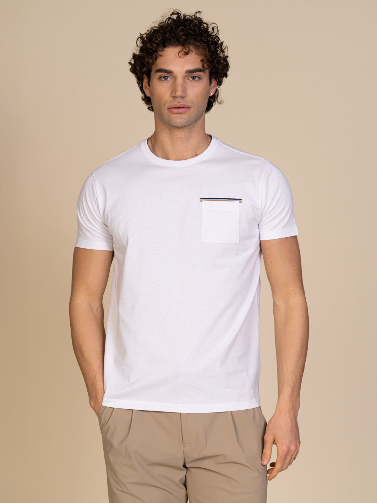 T-Shirt con taschino|Colore:Bianco