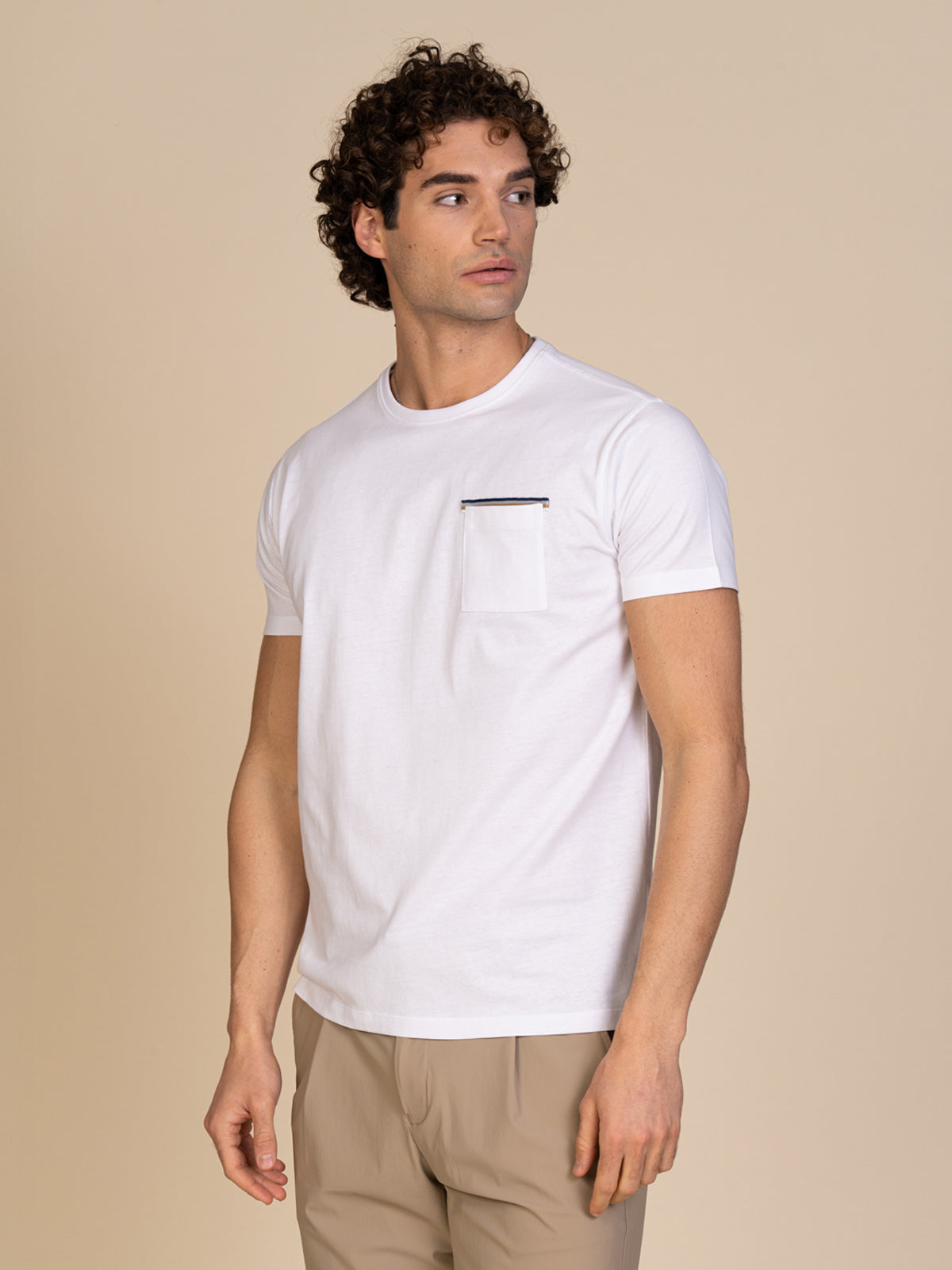 T-Shirt con taschino|Colore:Bianco