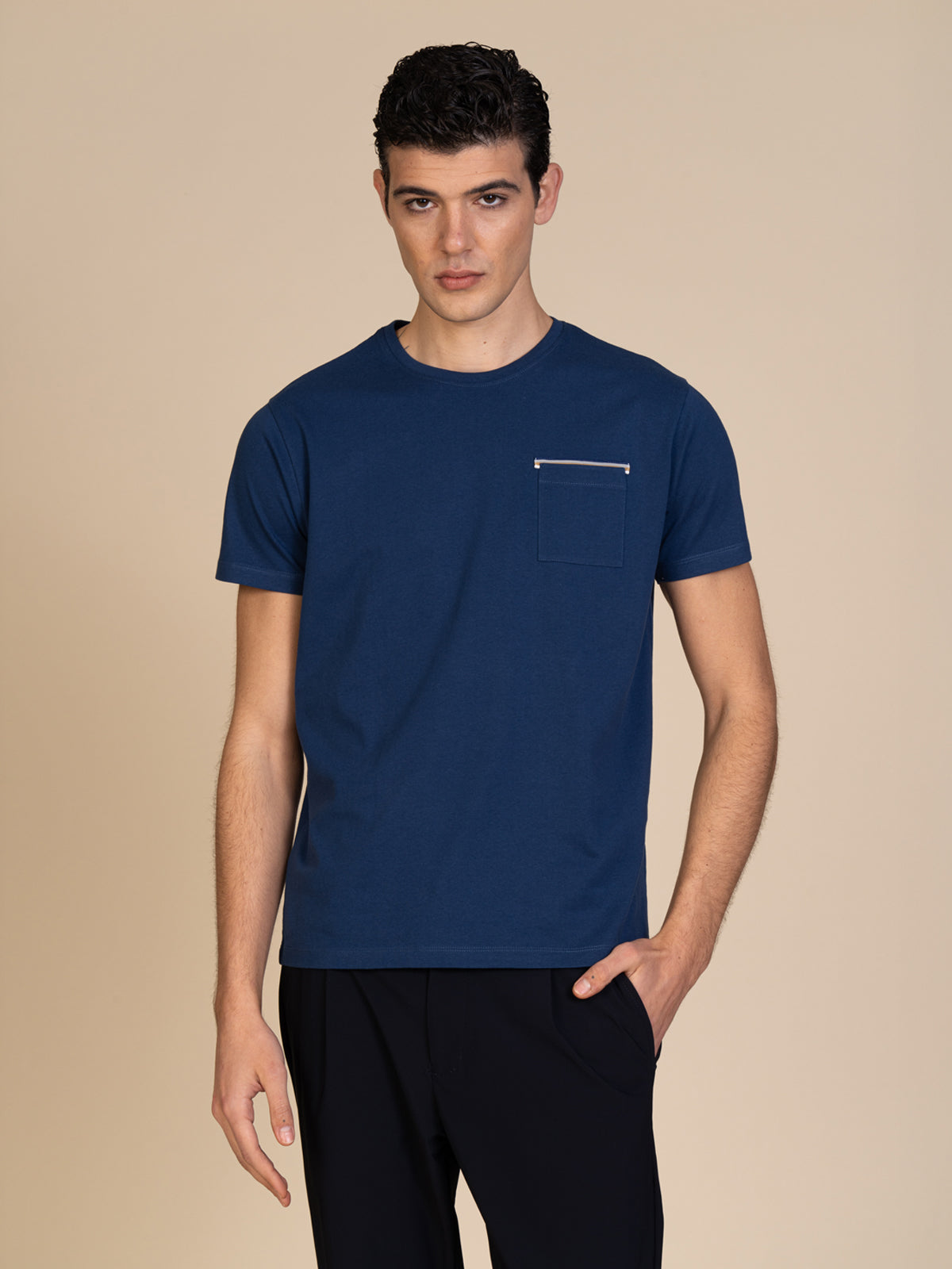 T-Shirt con taschino|Colore:Blu