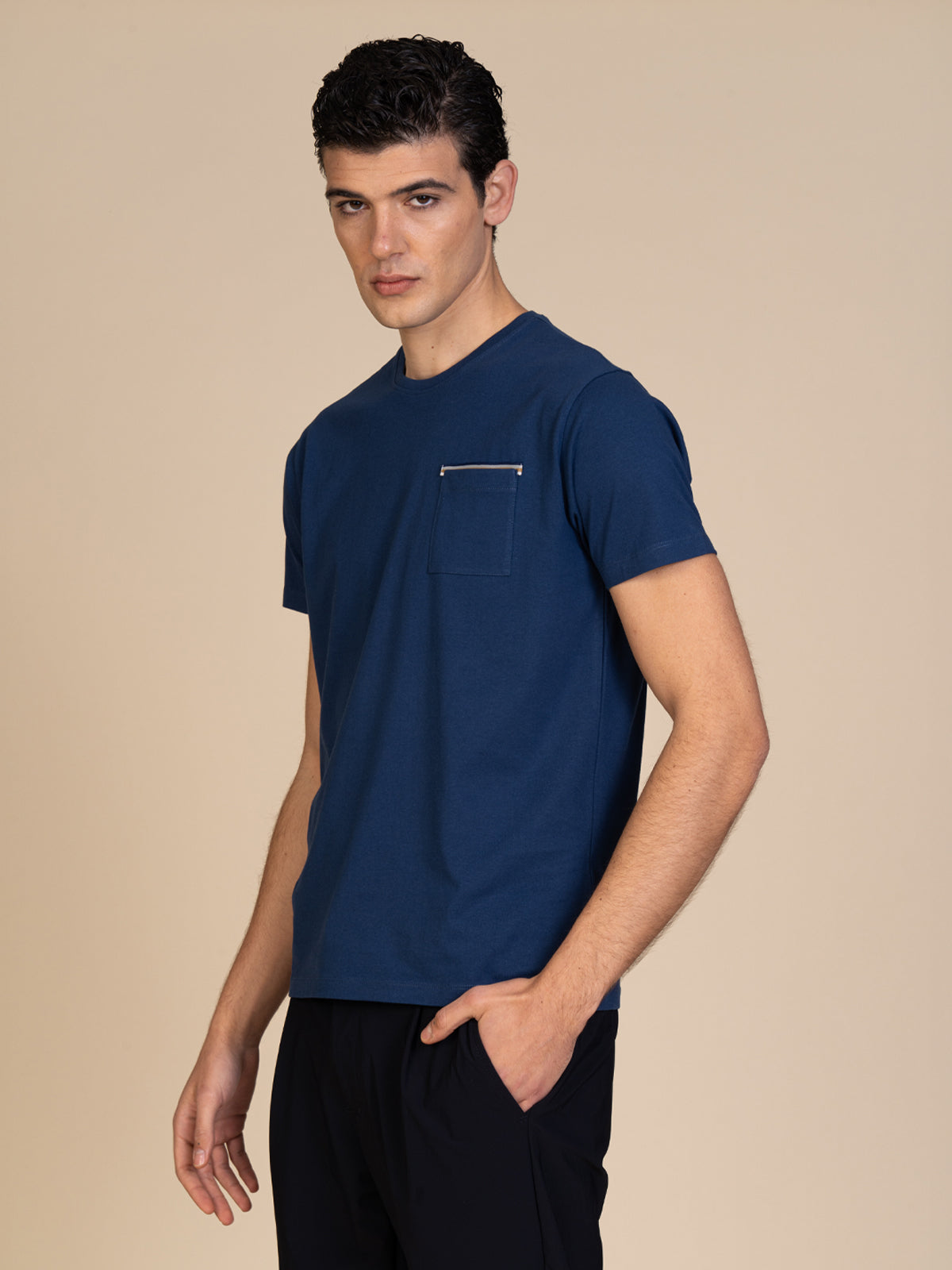 T-Shirt con taschino|Colore:Blu