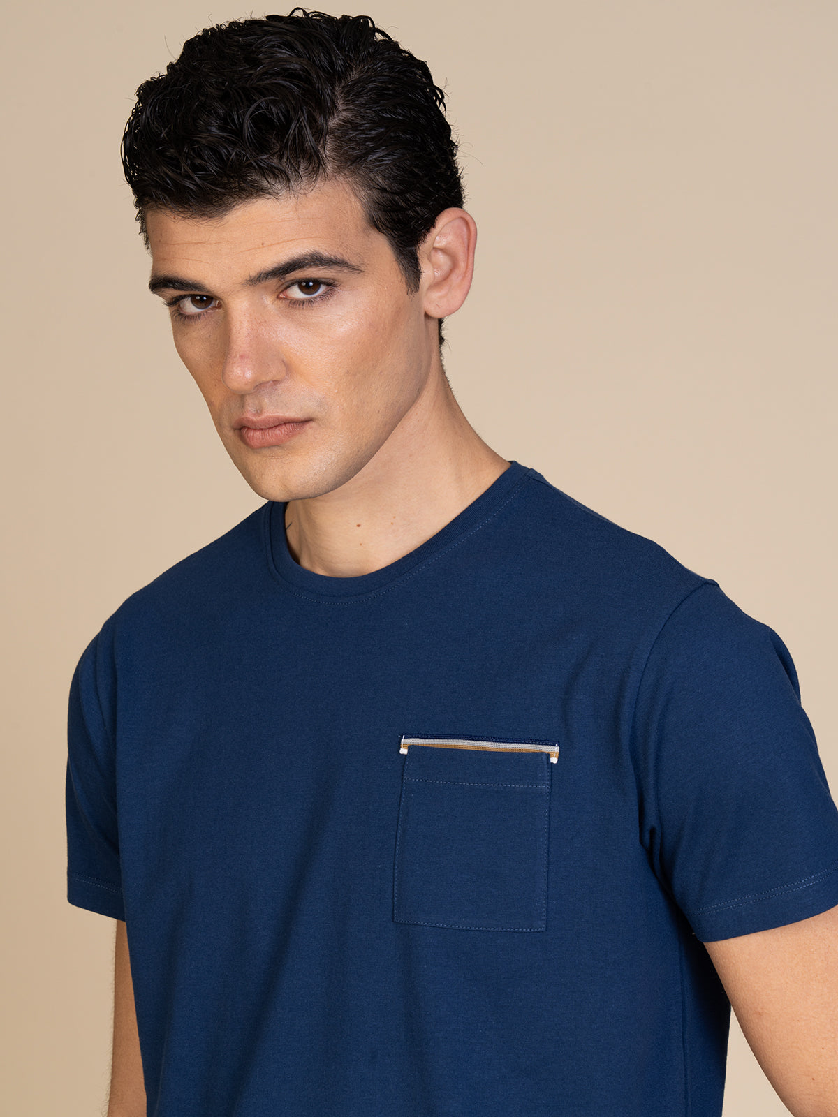 T-Shirt con taschino|Colore:Blu