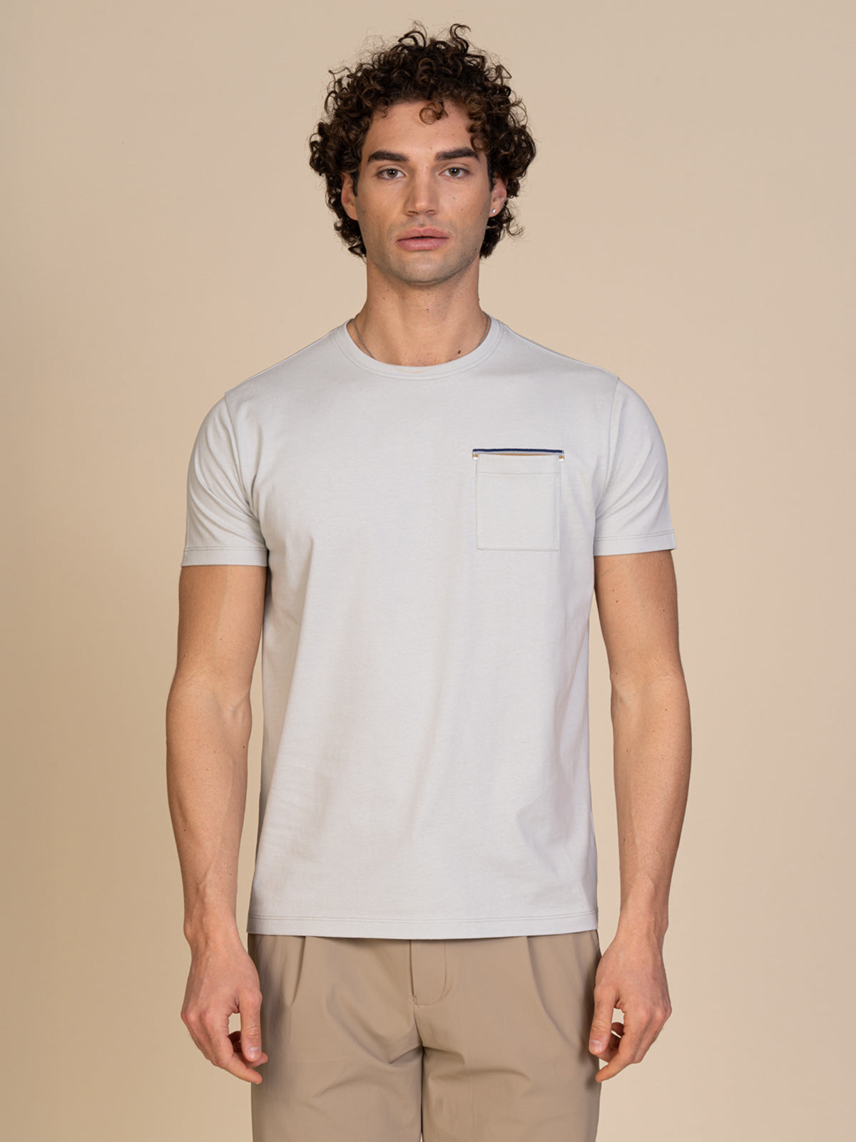 T-Shirt con taschino|Colore:Perla