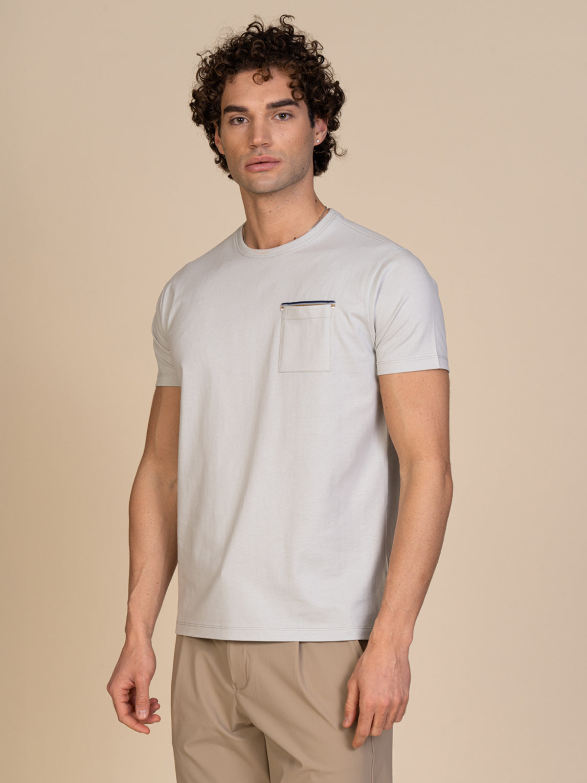 T-Shirt con taschino|Colore:Perla