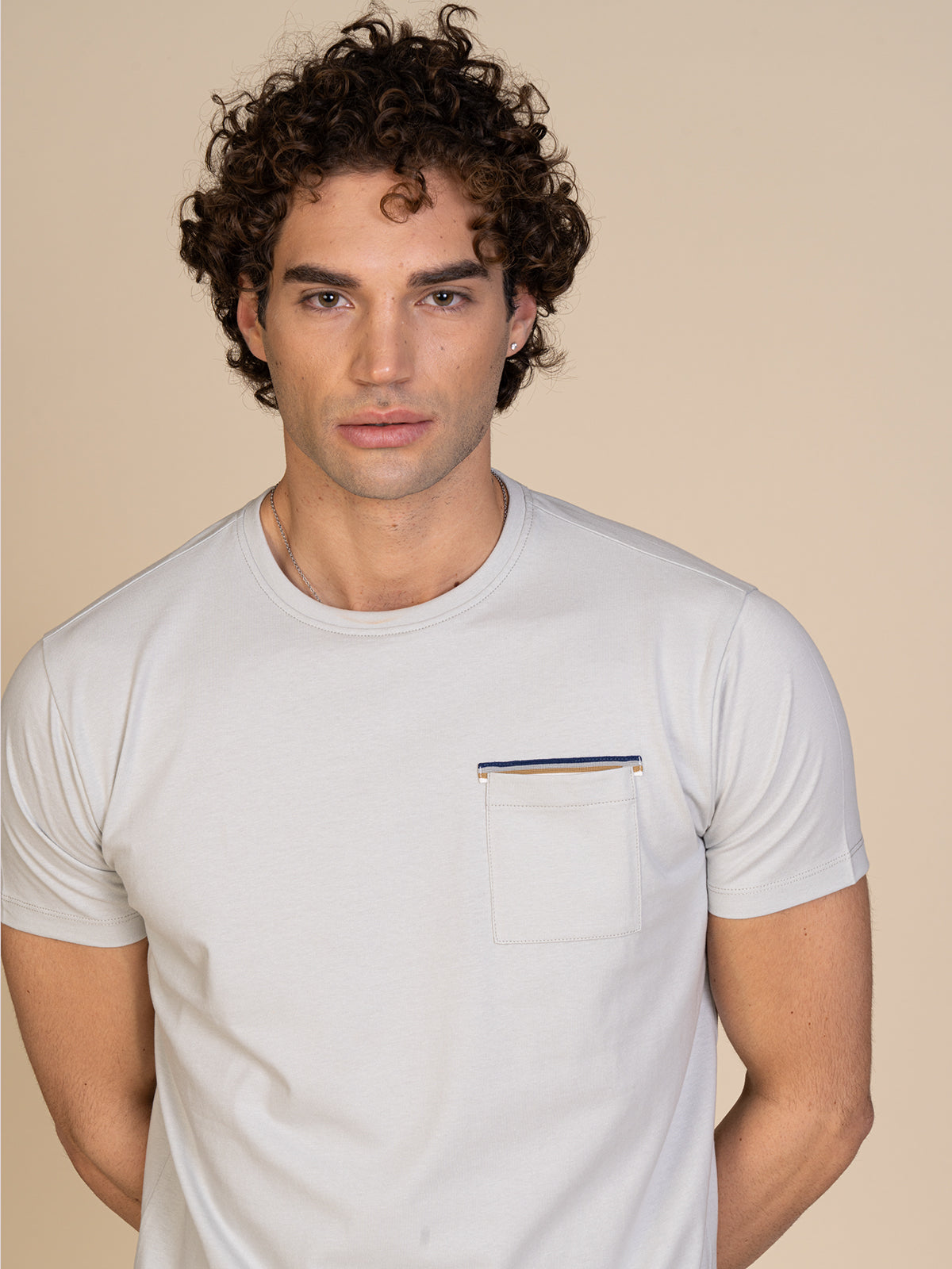 T-Shirt con taschino|Colore:Perla