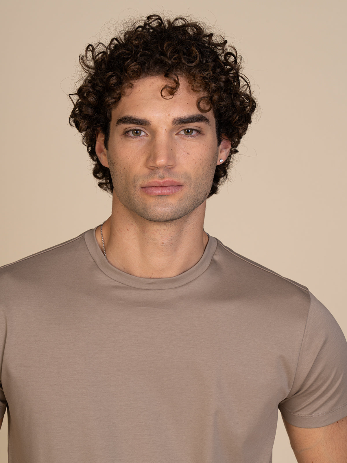 T-Shirt in cotone mercerizzato|Colore:Beige