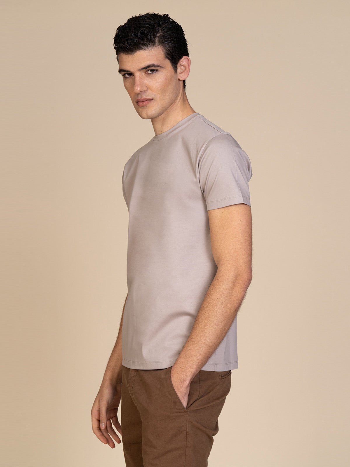 T-Shirt in cotone mercerizzato|Colore:Gesso