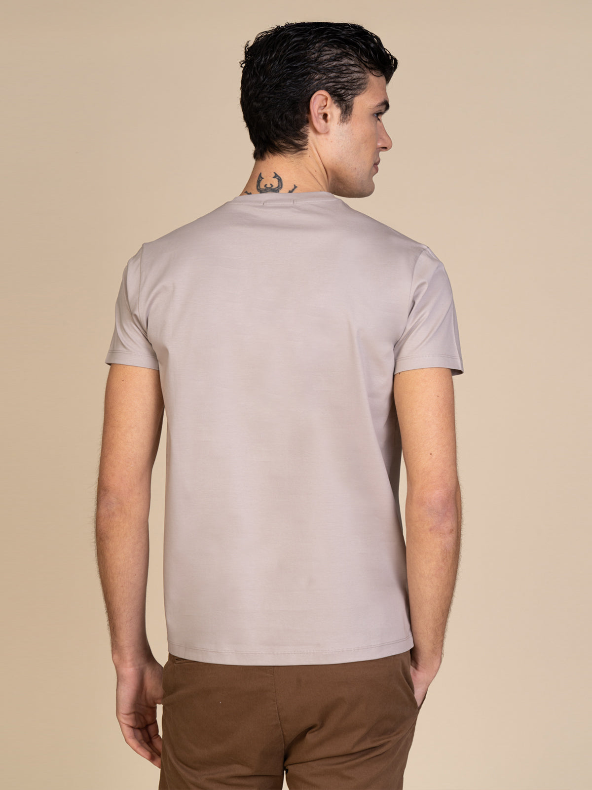 T-Shirt in cotone mercerizzato|Colore:Gesso