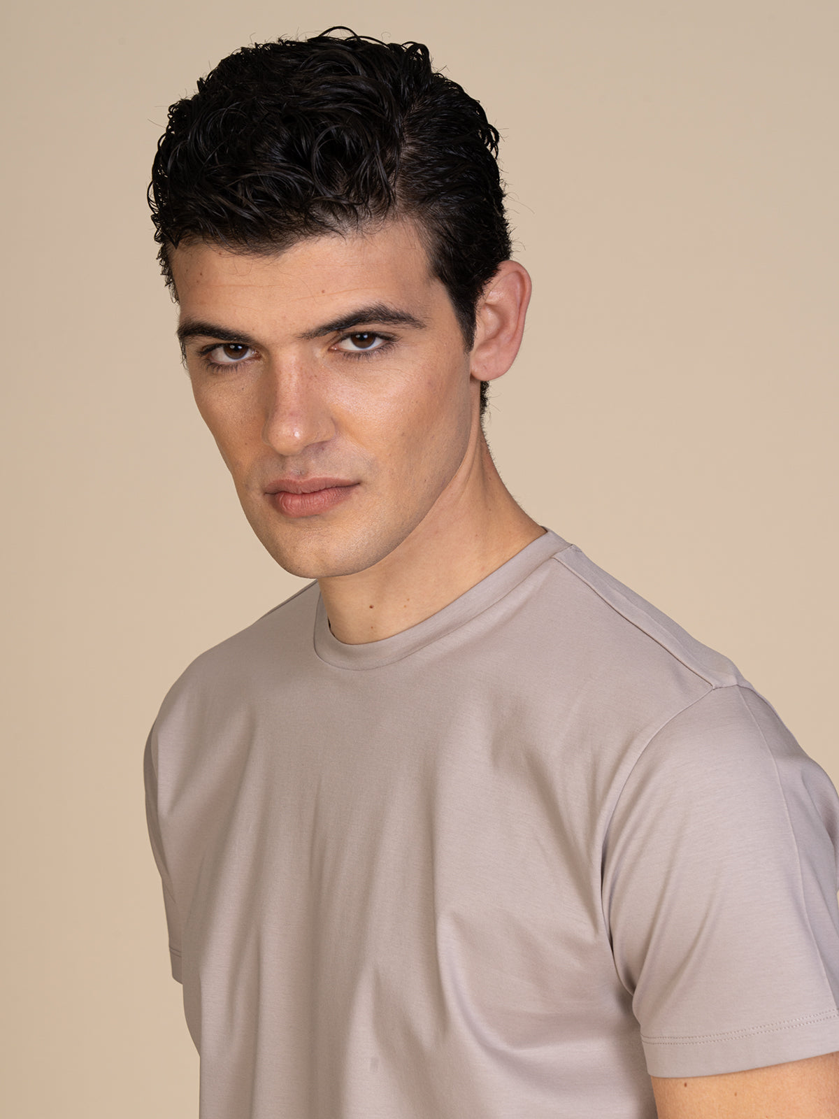 T-Shirt in cotone mercerizzato|Colore:Gesso