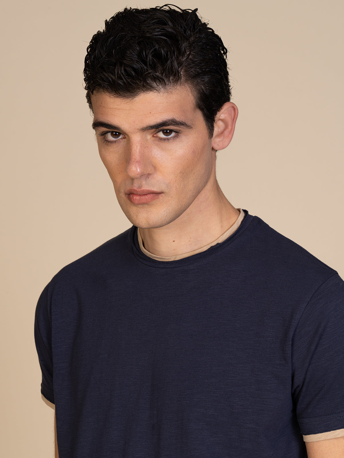 T-Shirt cotone fiammato|Colore:Blu