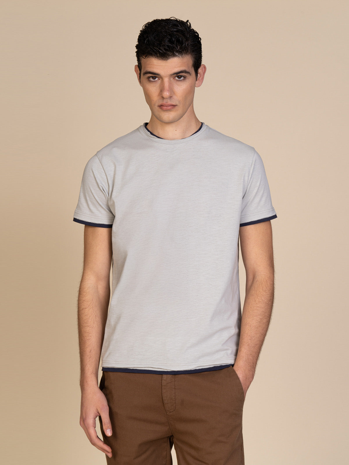 T-Shirt cotone fiammato|Colore:Perla