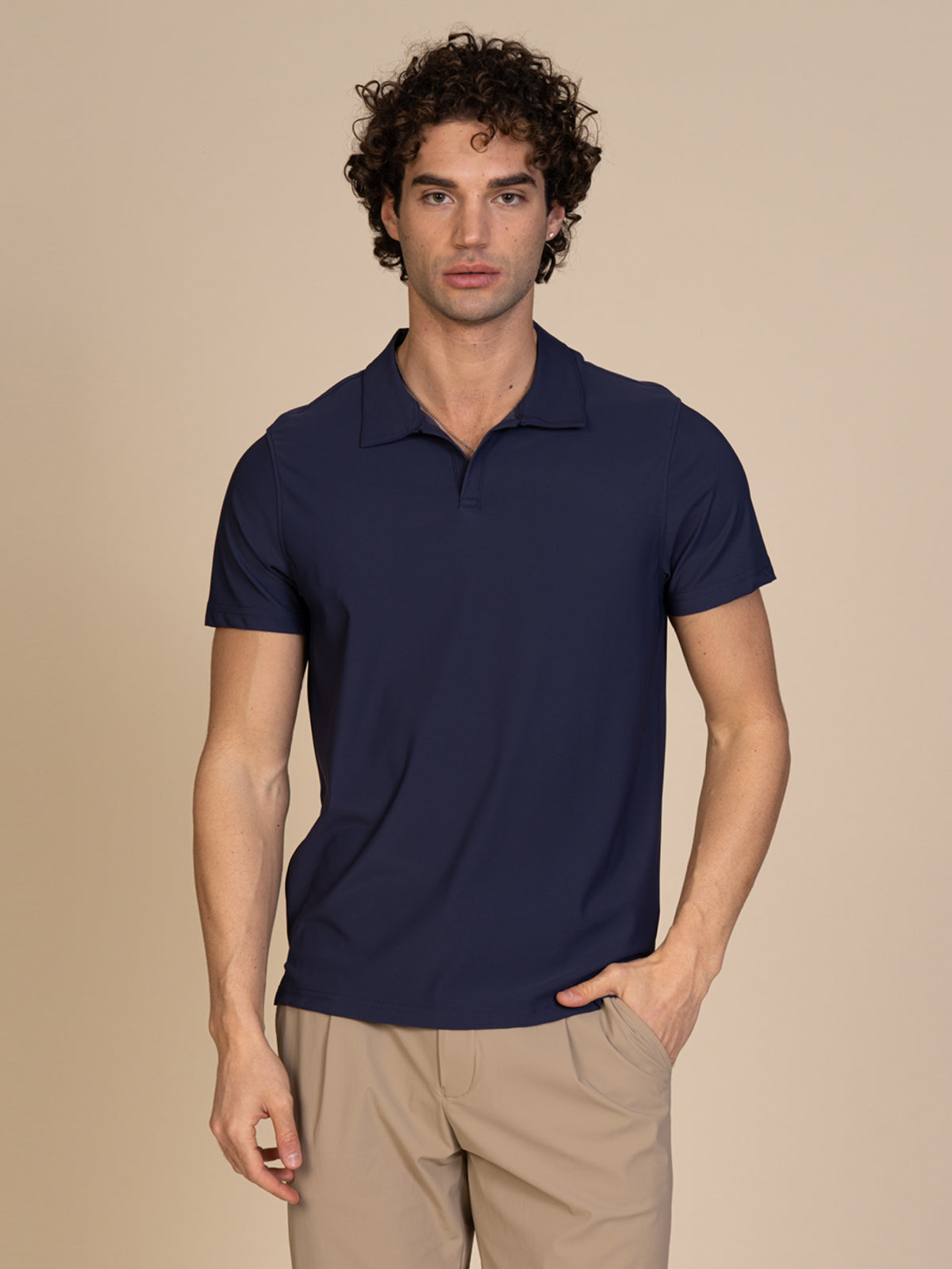 Polo in tessuto liscio|Colore:Blu