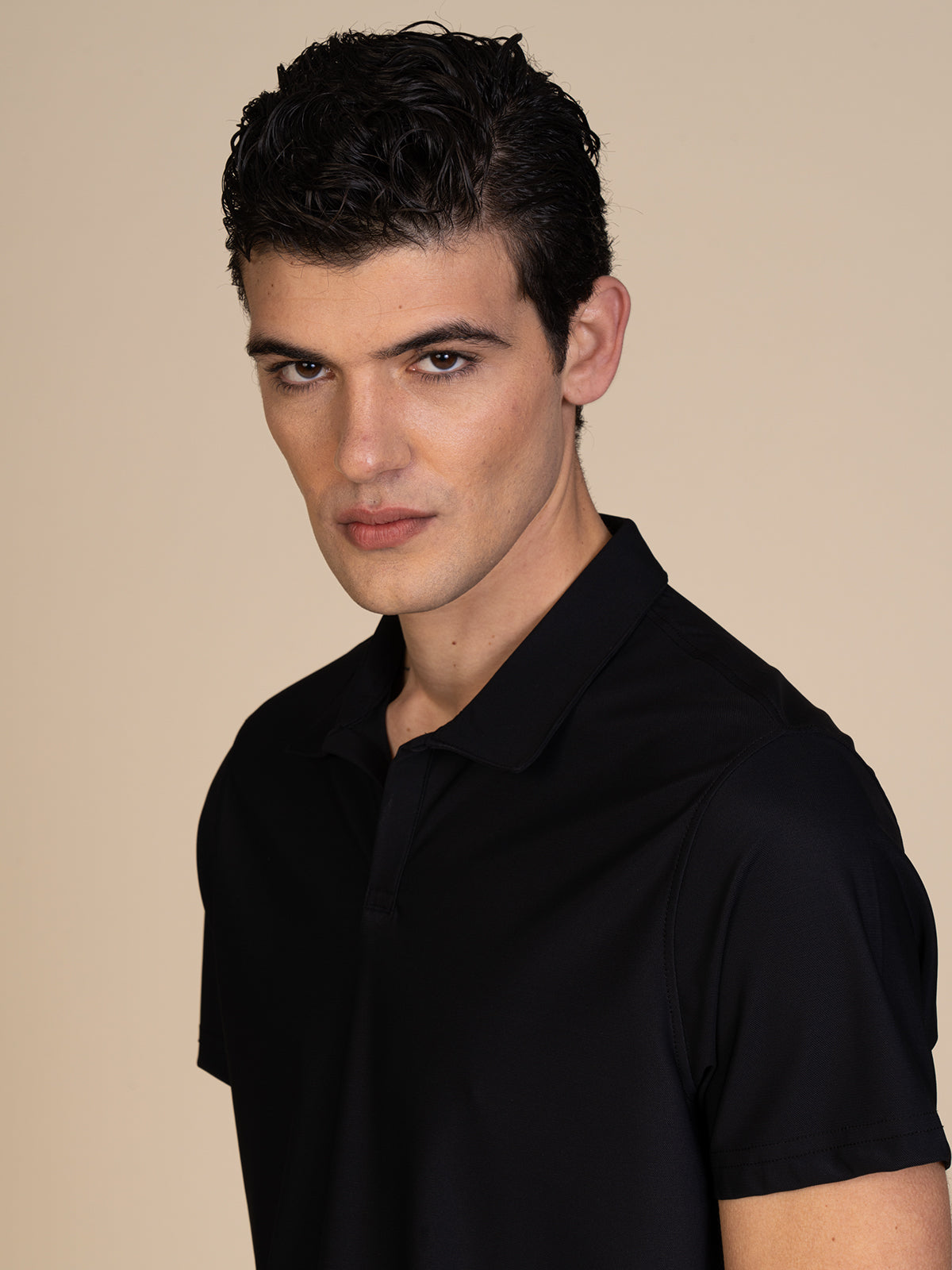 Polo in tessuto liscio|Colore:Nero