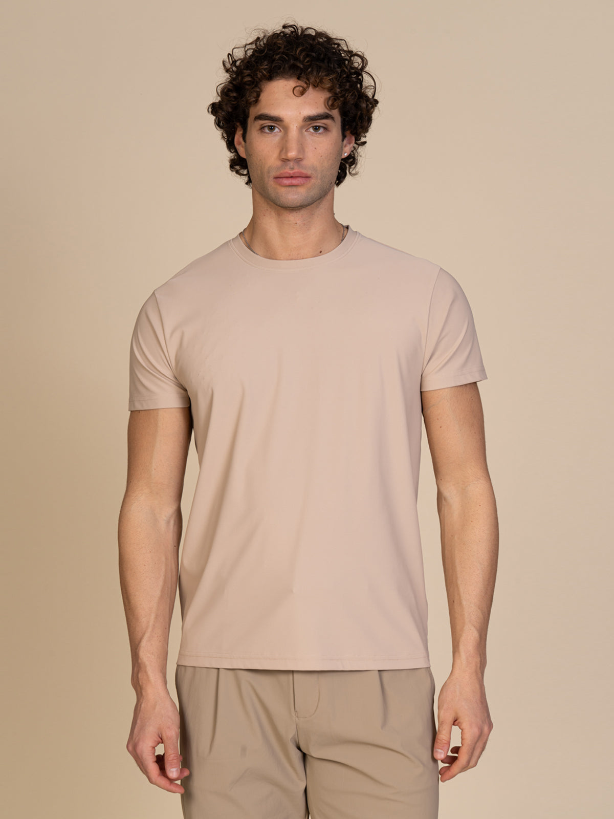 T-Shirt in tessuto tecnico|Colore:Beige