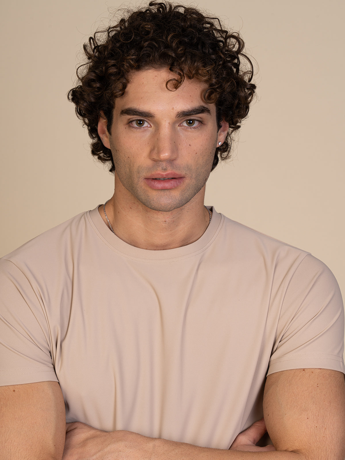T-Shirt in tessuto tecnico|Colore:Beige