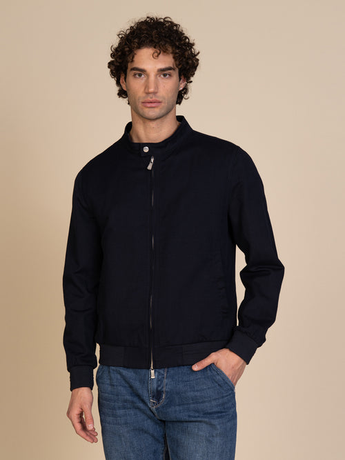 Giubbotto lino e cotone|Colore:Blu