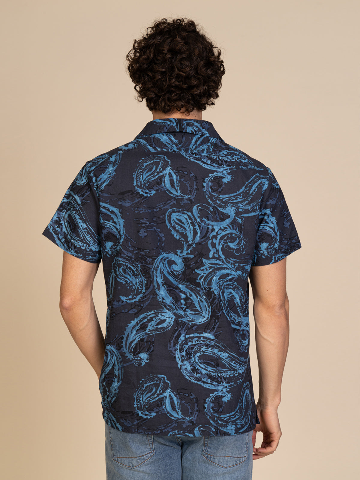 Camicia mezza manica fantasia|Colore:Blu